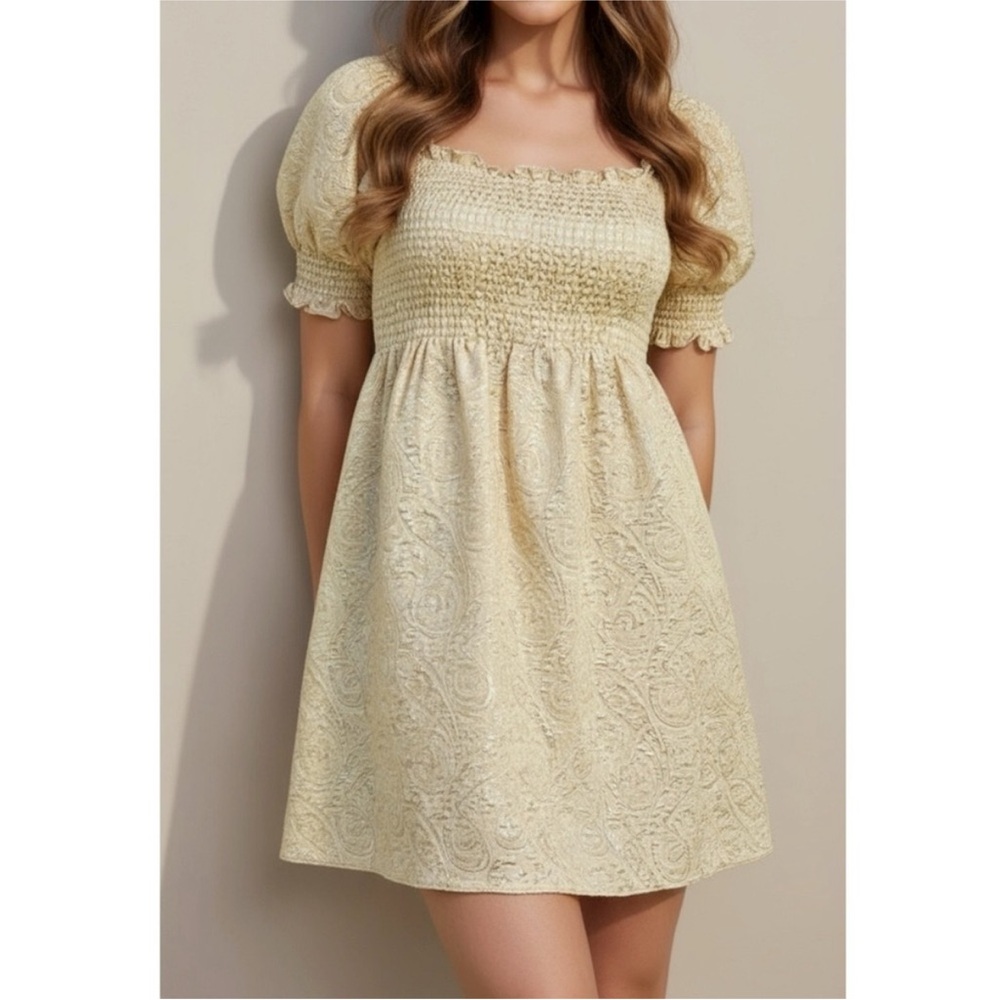 Hill house Athena Nap Dress. Gold Brocade. XS. EUC